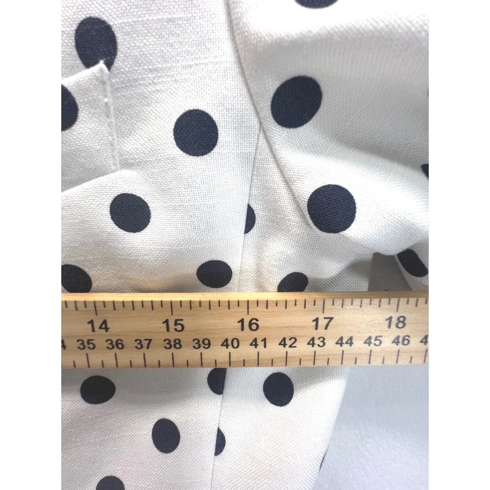 Kasper for ASL Vintage White Navy Polka Dot Short Sleeve Blazer Jacket Size 6